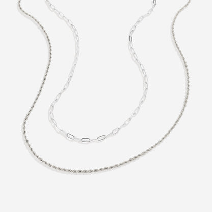 Rope & Paperclip Chain Necklace Duo