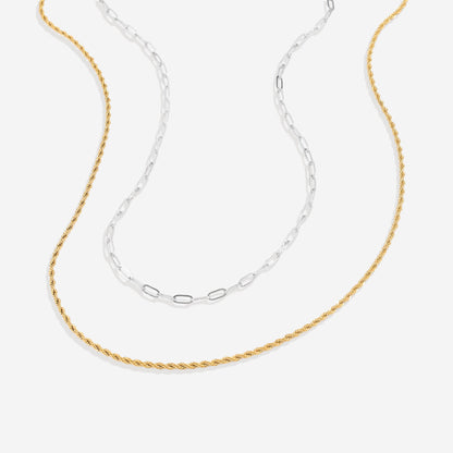 Rope & Paperclip Chain Necklace Duo