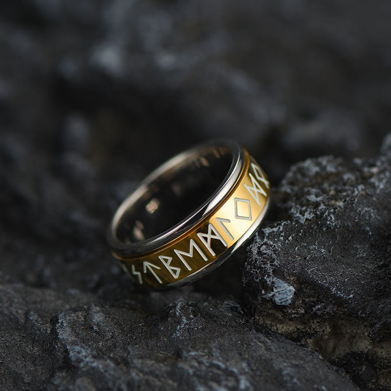 Anillo vintage de runas nórdicas para hombre