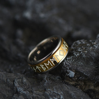 Anillo vintage de runas nórdicas para hombre