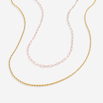 Rope & Paperclip Chain Necklace Duo
