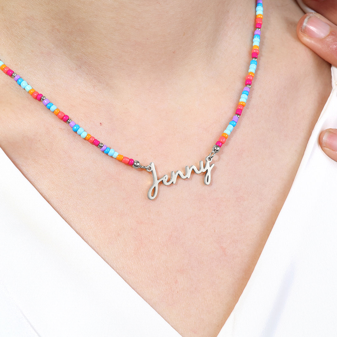 Beach Vibes Beaded Fairy Name Necklace