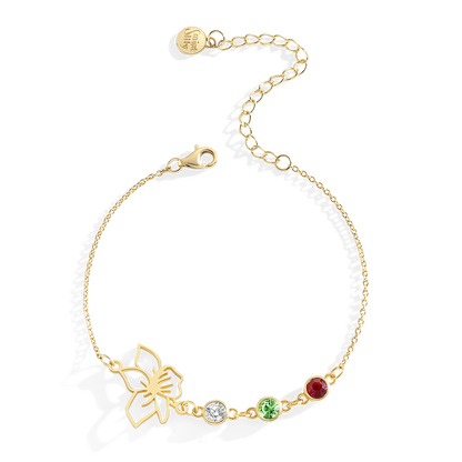 Personalized Birth Flower & Birthstones Bracelet April Daisy