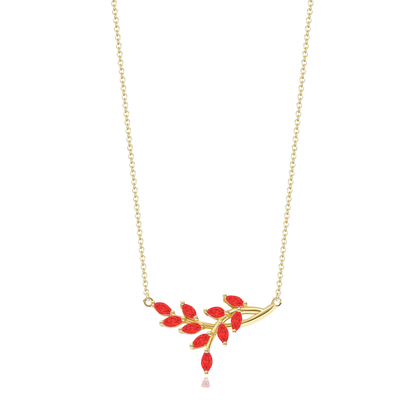 Birthstone Leaf Pendant Necklace