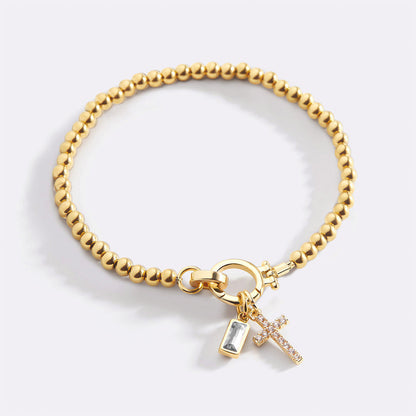 Cross Charm Birthstone Bracelet