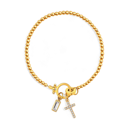 Cross Charm Birthstone Bracelet