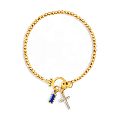 Cross Charm Birthstone Bracelet