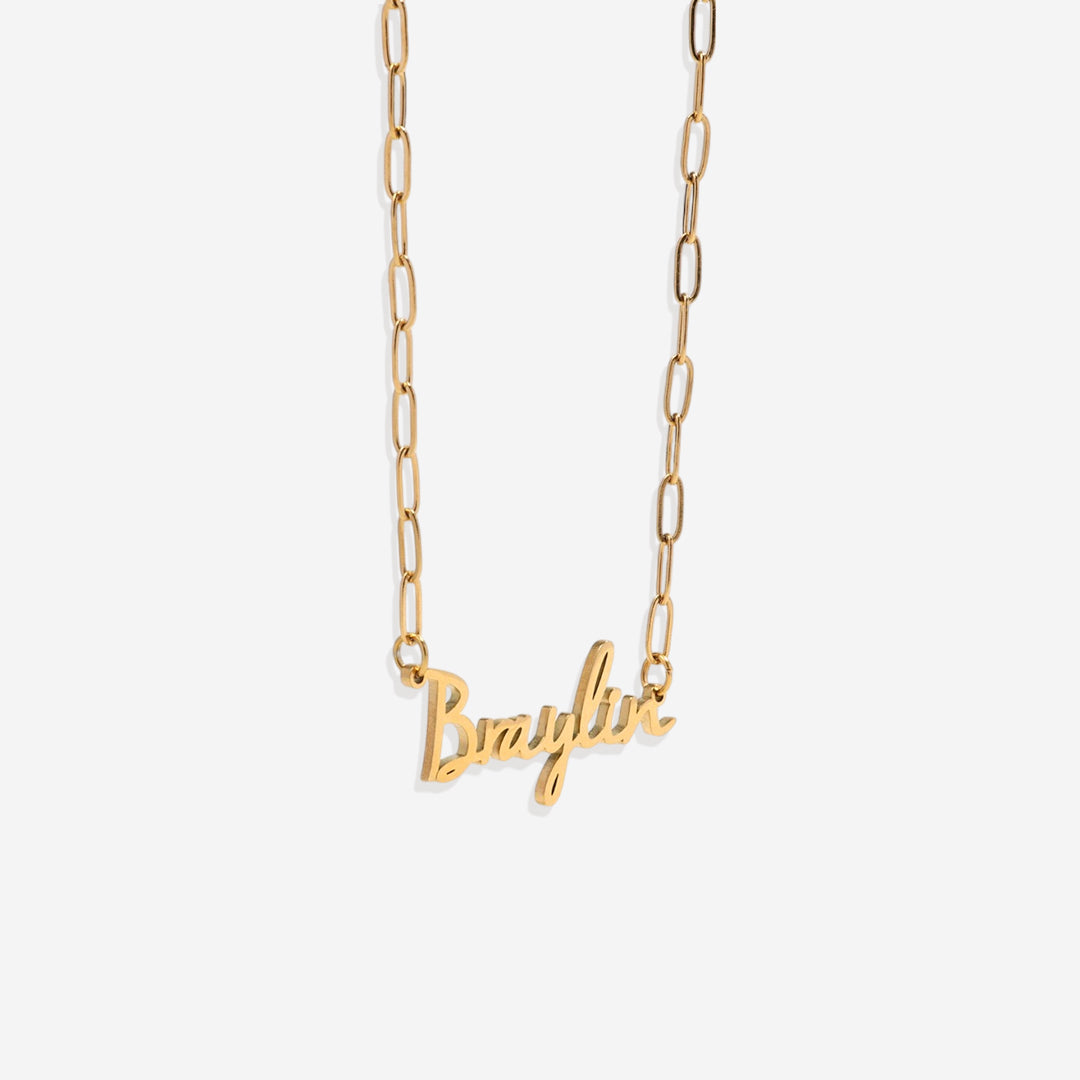 Fairy Name Necklace with Paperclip Chain