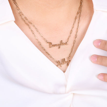 Fairy Name Necklace with Paperclip Chain