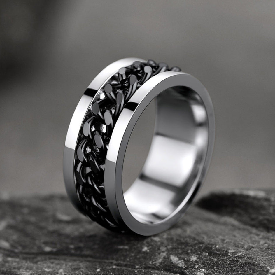 Anillo de ansiedad Trivora de cadena para hombre