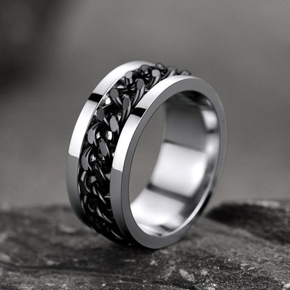Anillo de ansiedad Trivora de cadena para hombre