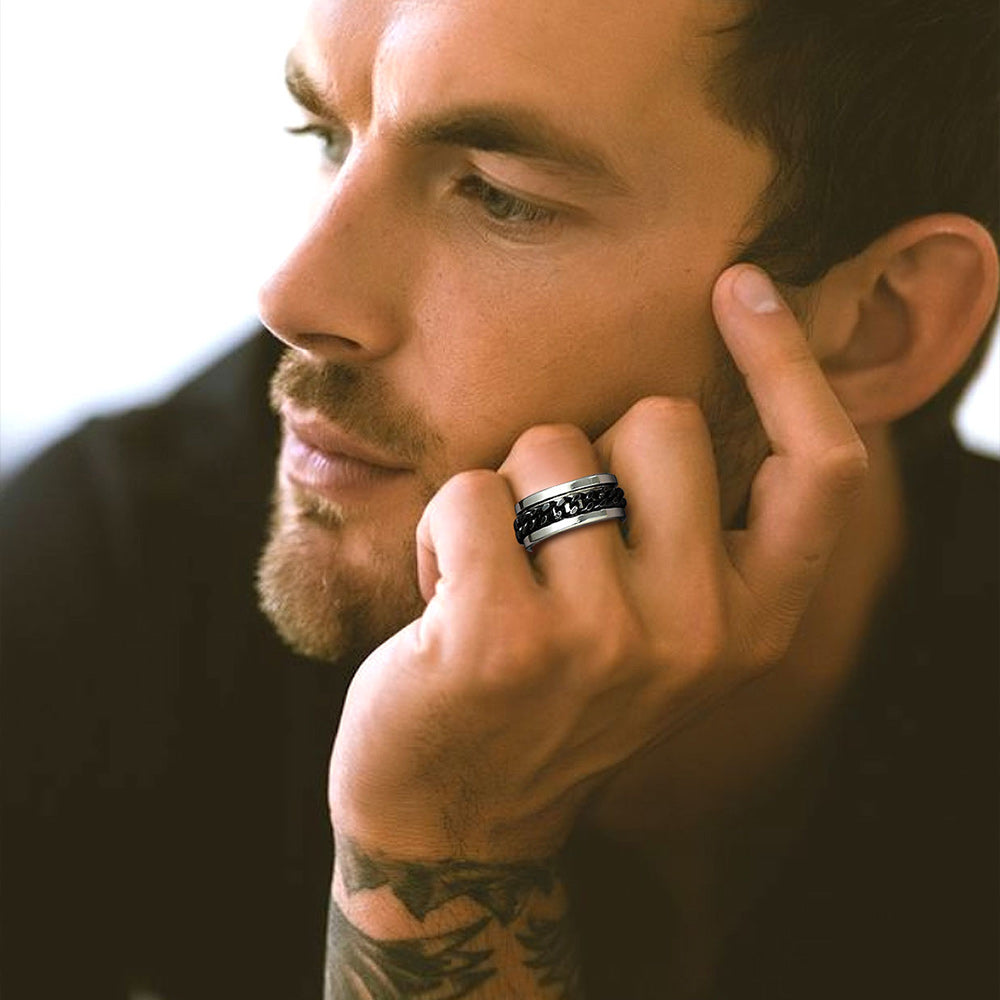 Anillo de ansiedad Trivora de cadena para hombre
