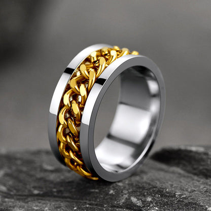 Anillo de ansiedad Trivora de cadena para hombre