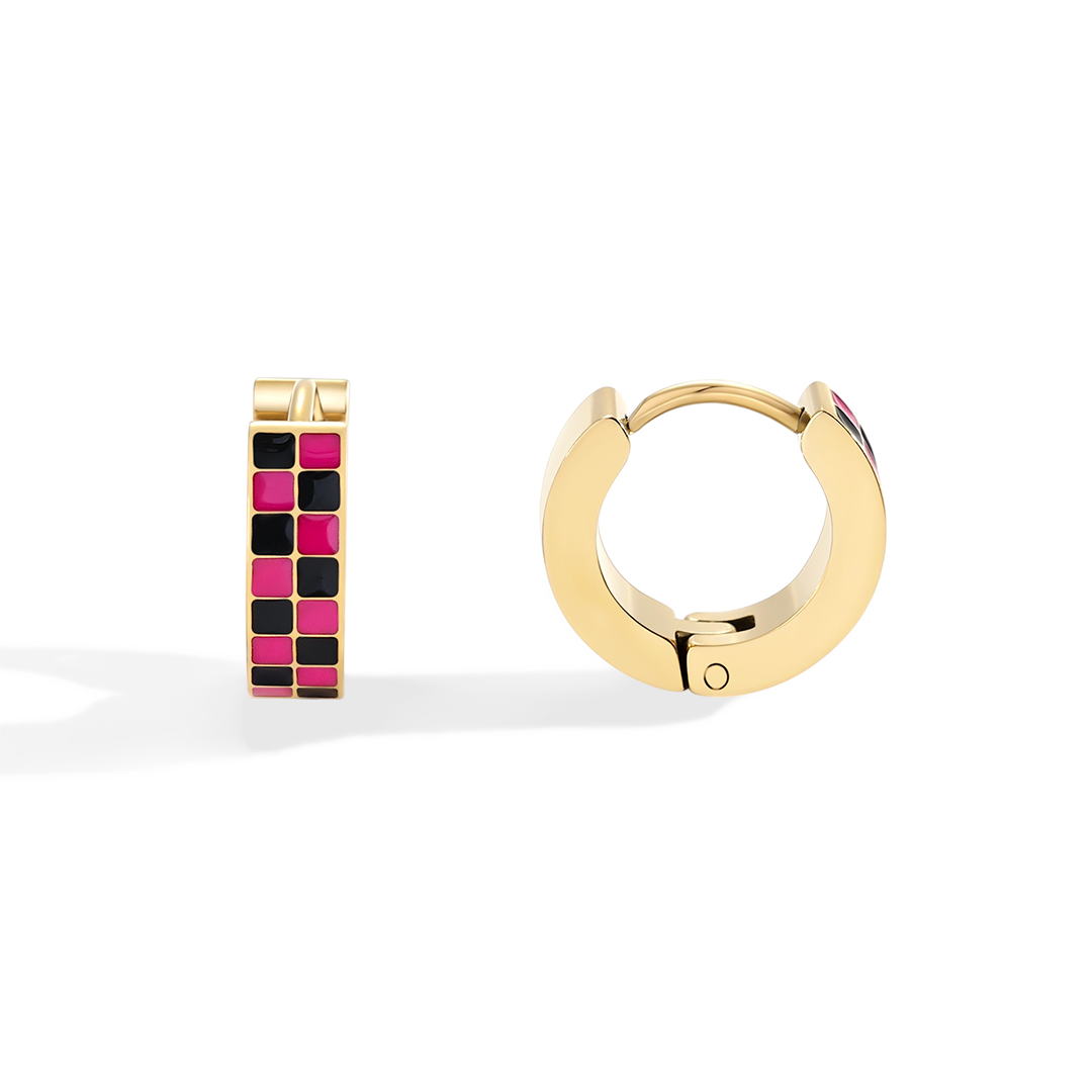 Checkered Hoop Earrings