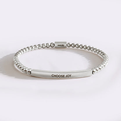 Choose Joy Silver Beaded Inspire Bracelet