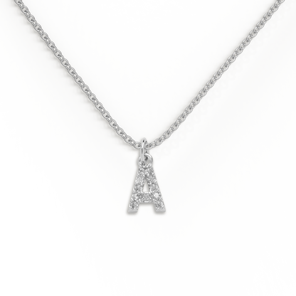 Sterling Silver Pavé Uppercase Initial Necklace