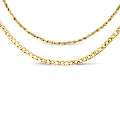 Rope & Cuban Layered Necklace Duo