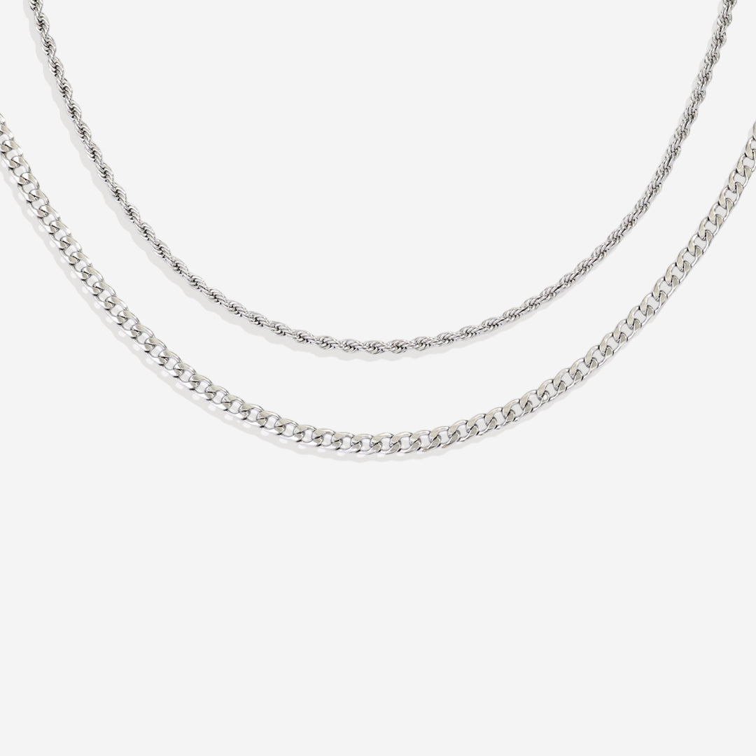 Rope & Cuban Layered Necklace Duo