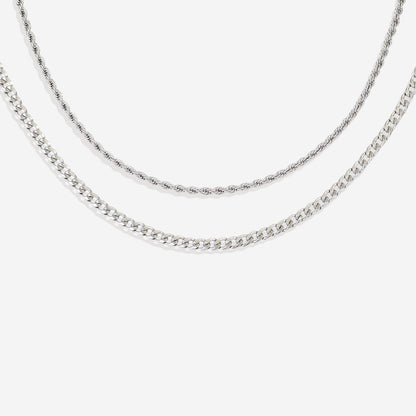 Rope & Cuban Layered Necklace Duo