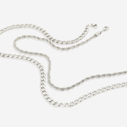 Rope & Cuban Layered Necklace Duo