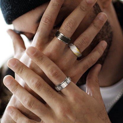 Anillo de circonita para la ansiedad de acero inoxidable