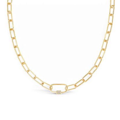 Link Chain Necklace with Pave Carabiner