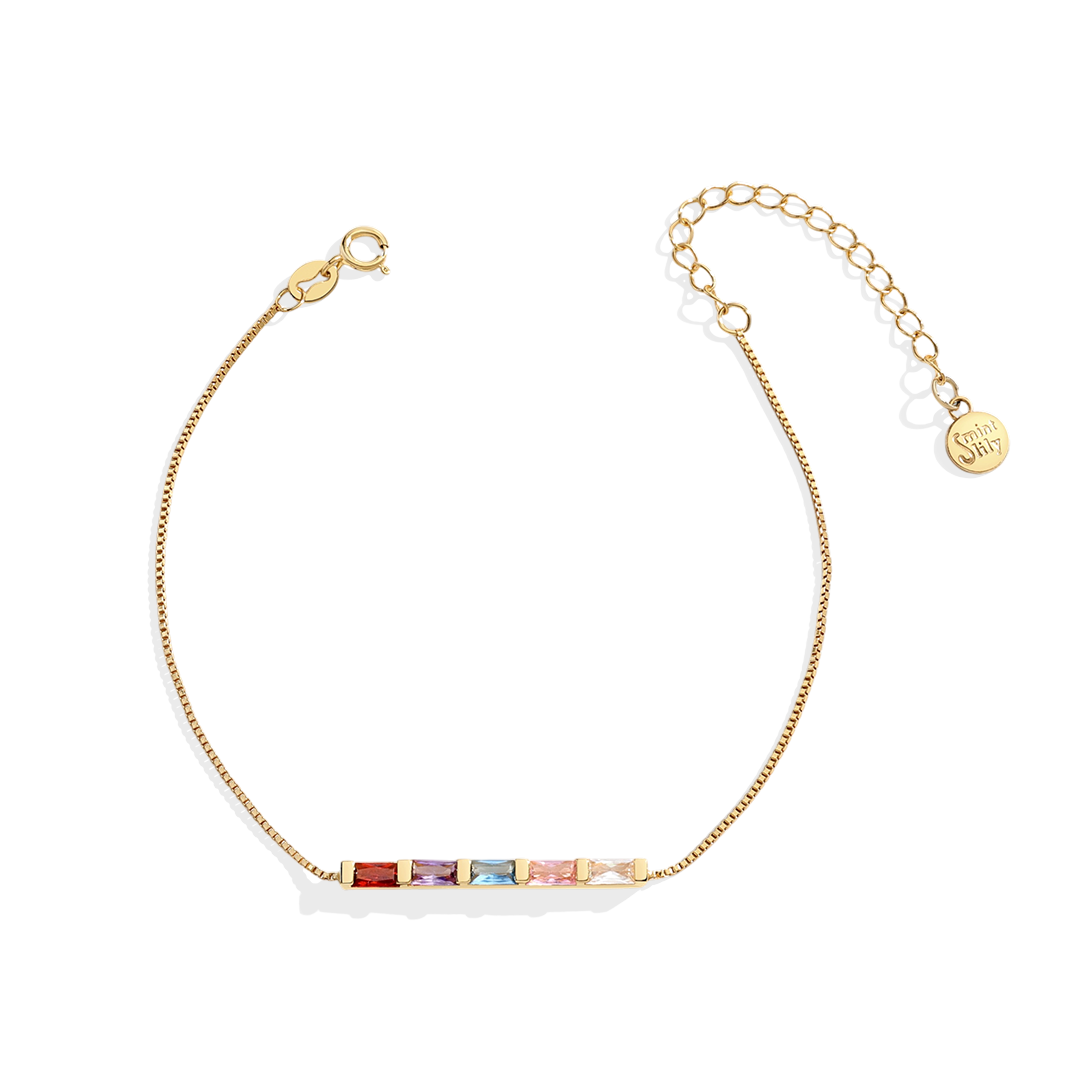 Dainty Baguette Birthstone Bracelet
