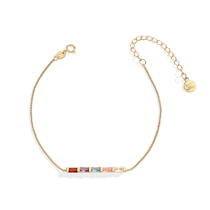 Dainty Baguette Birthstone Bracelet