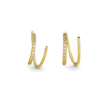 Double Loop Huggie Hoop Earrings