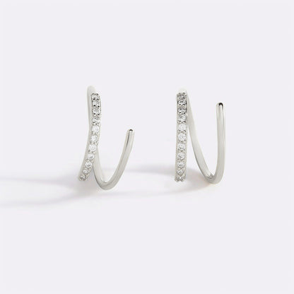 Double Loop Huggie Hoop Earrings