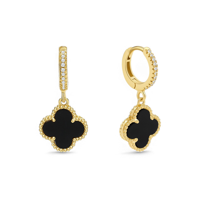 Pave Clover Drop Earrings