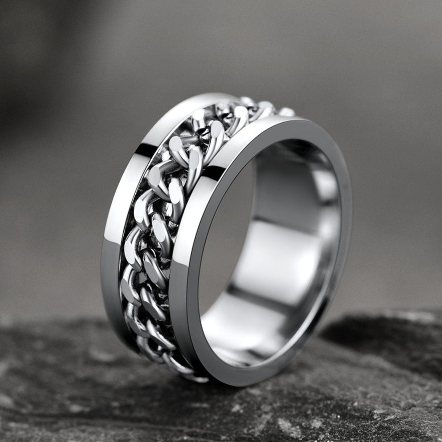 Anillo de ansiedad Trivora de cadena para hombre