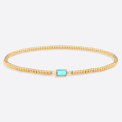 Gold Beaded Birthstone Bracelet
