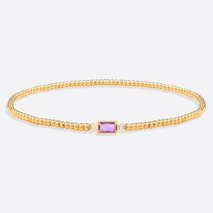 Gold Beaded Birthstone Bracelet