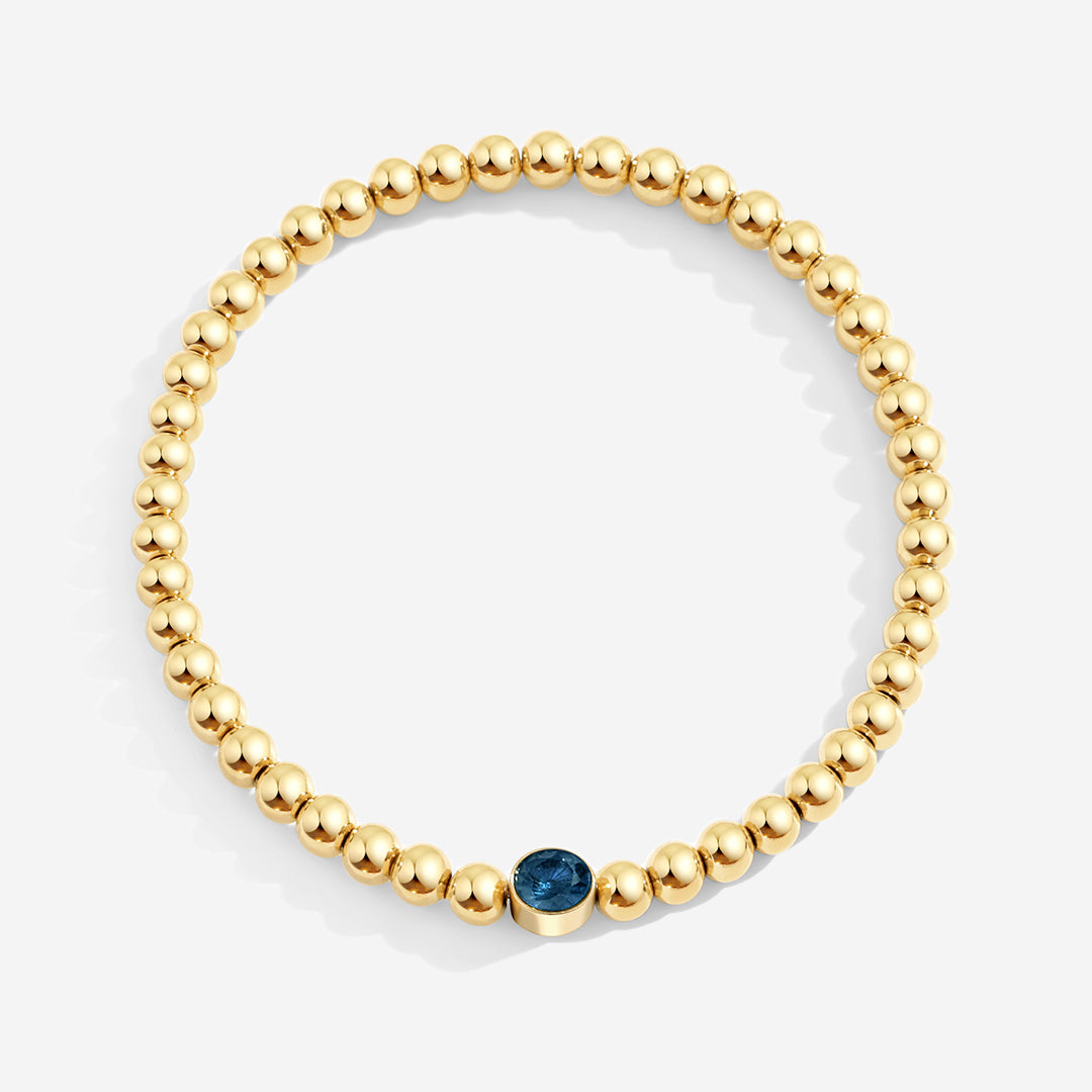 Gold Beaded Bubble Birthstone Bracelet