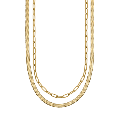 Herringbone & Paperclip Chain Set