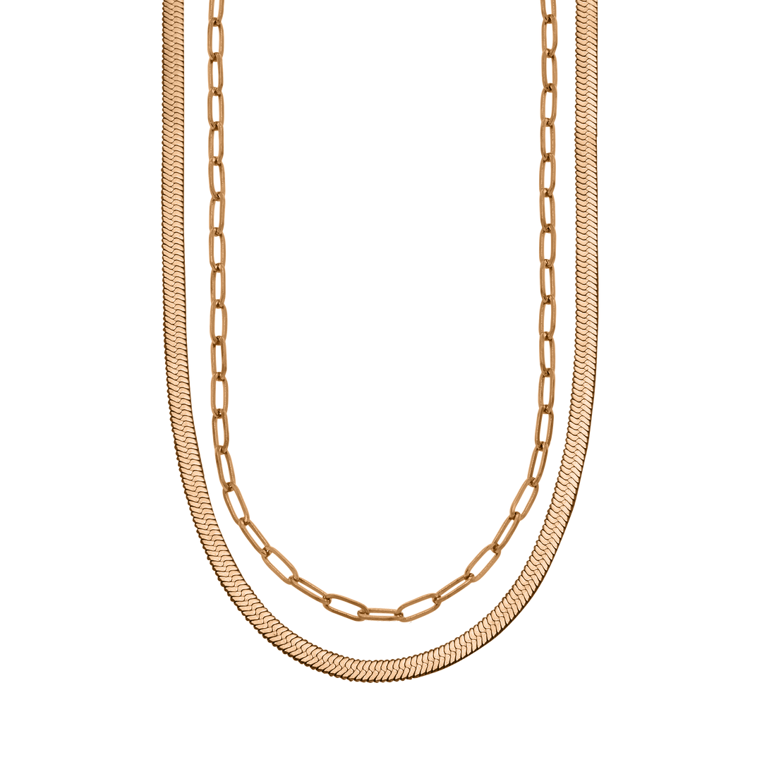 Herringbone & Paperclip Chain Set