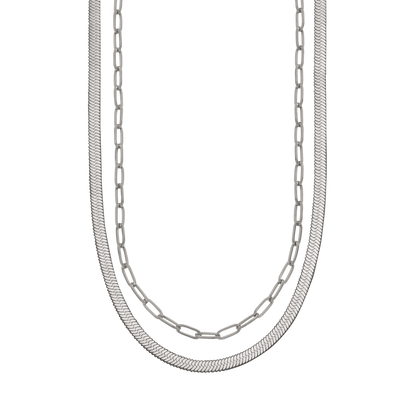 Herringbone & Paperclip Chain Set
