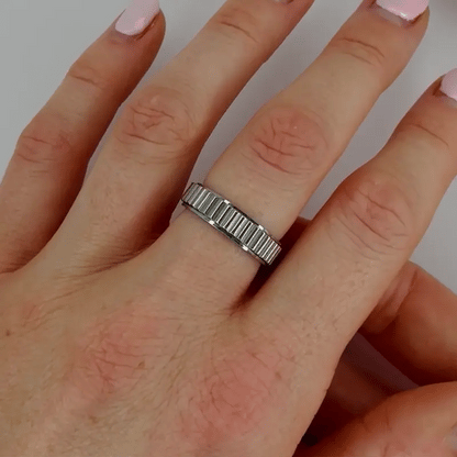 Silver Grooved Anxiety Ring