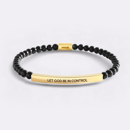 Let God Be In Control Gold Beaded Inspire Bracelet