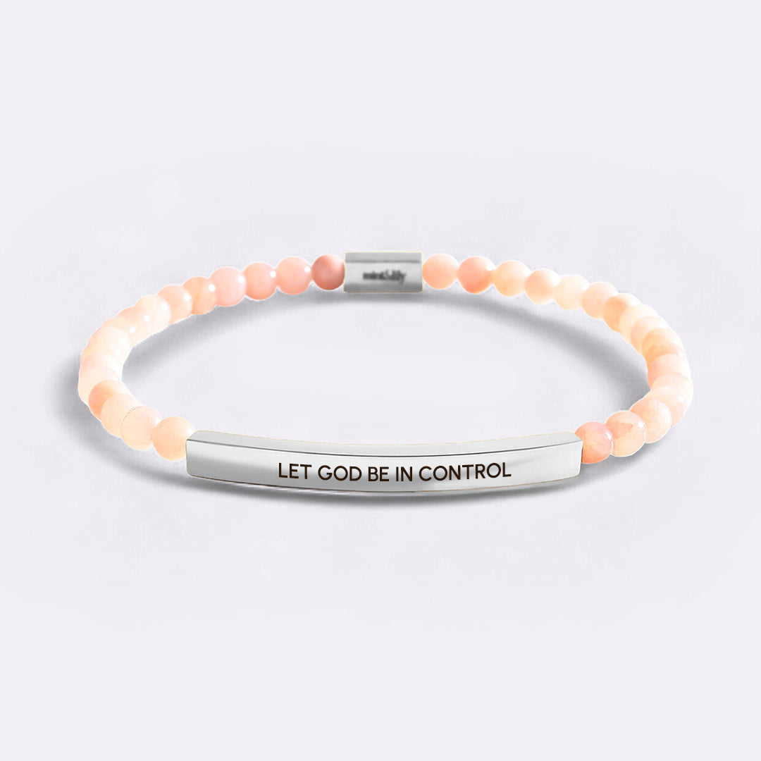 Let God Be In Control Silver Beaded Inspire Bracelet