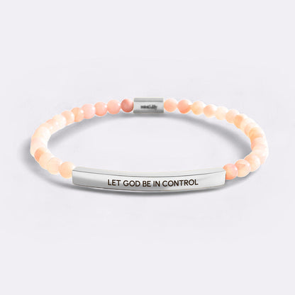 Let God Be In Control Silver Beaded Inspire Bracelet