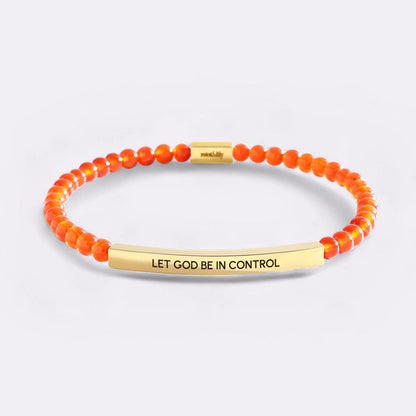 Let God Be In Control Gold Beaded Inspire Bracelet