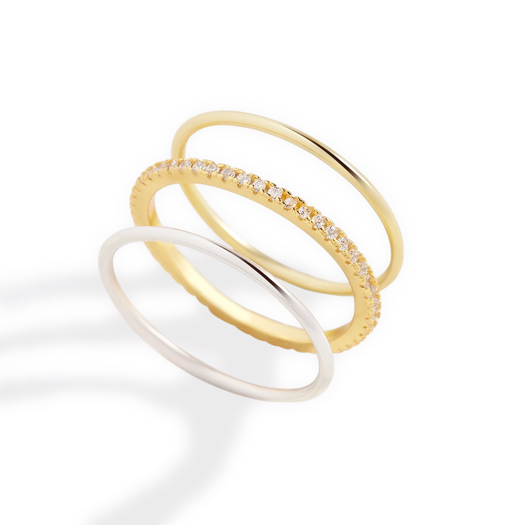 Gold and Silver Stacking Ring Set