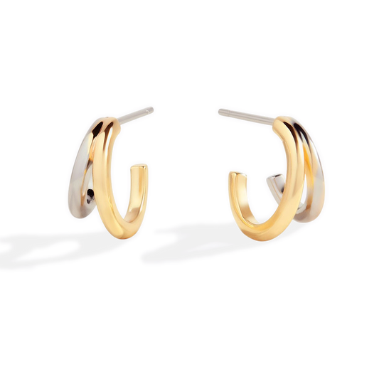 Mixed Metal Double Hoop Earrings