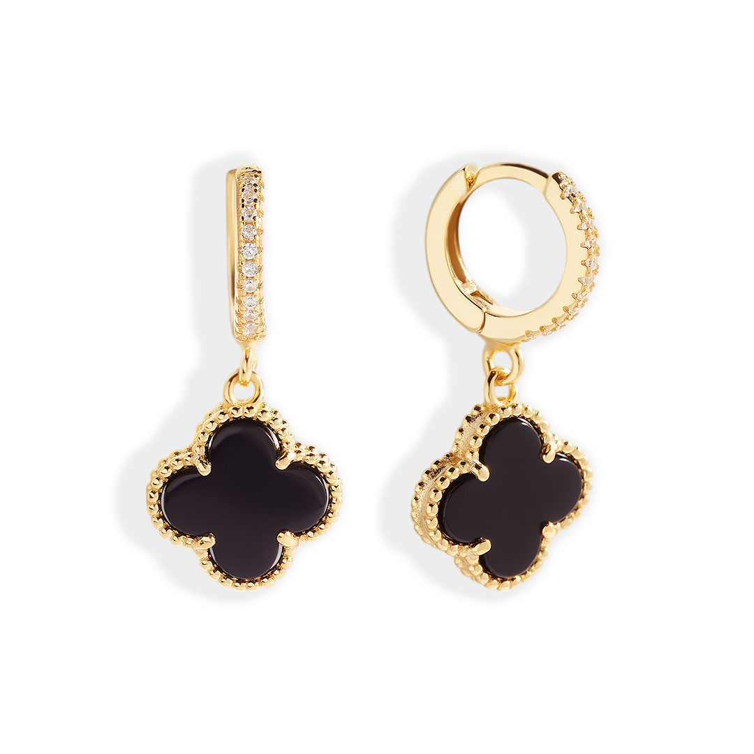 Pave Clover Drop Earrings