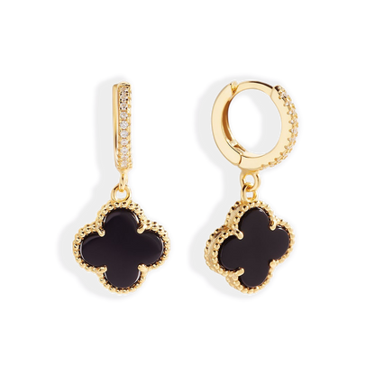 Pave Clover Drop Earrings