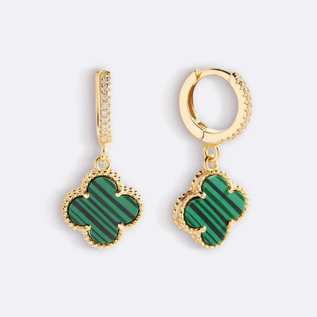 Pave Clover Drop Earrings