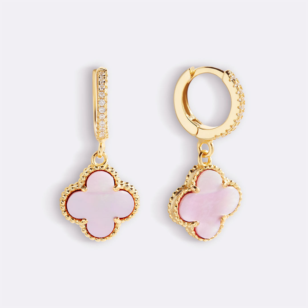 Pave Clover Drop Earrings