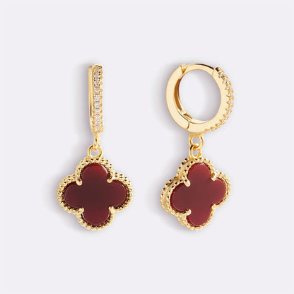Pave Clover Drop Earrings